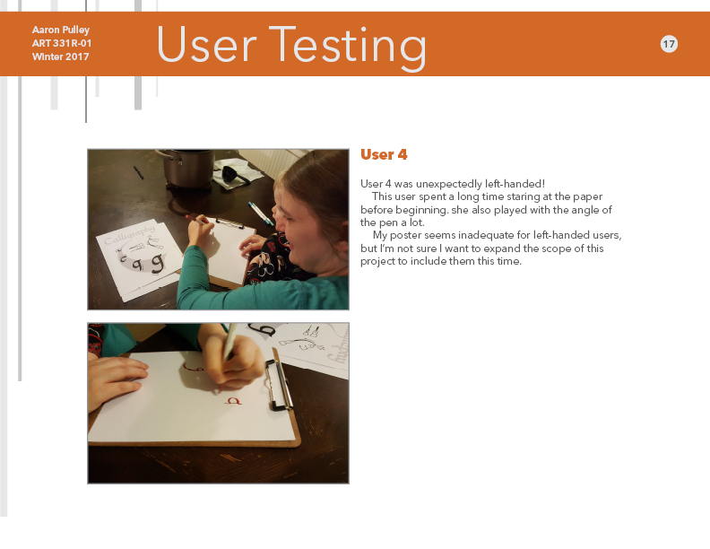 User testing in process book